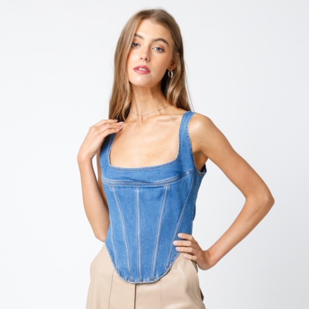 Denim corset top